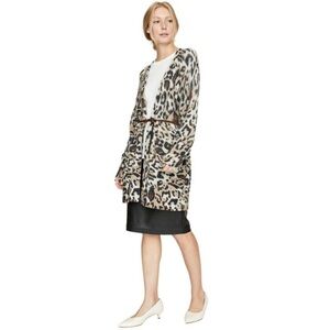 Brochu Walker Dulce Wool Cashmere Leopard Print Cardigan Sweater XS